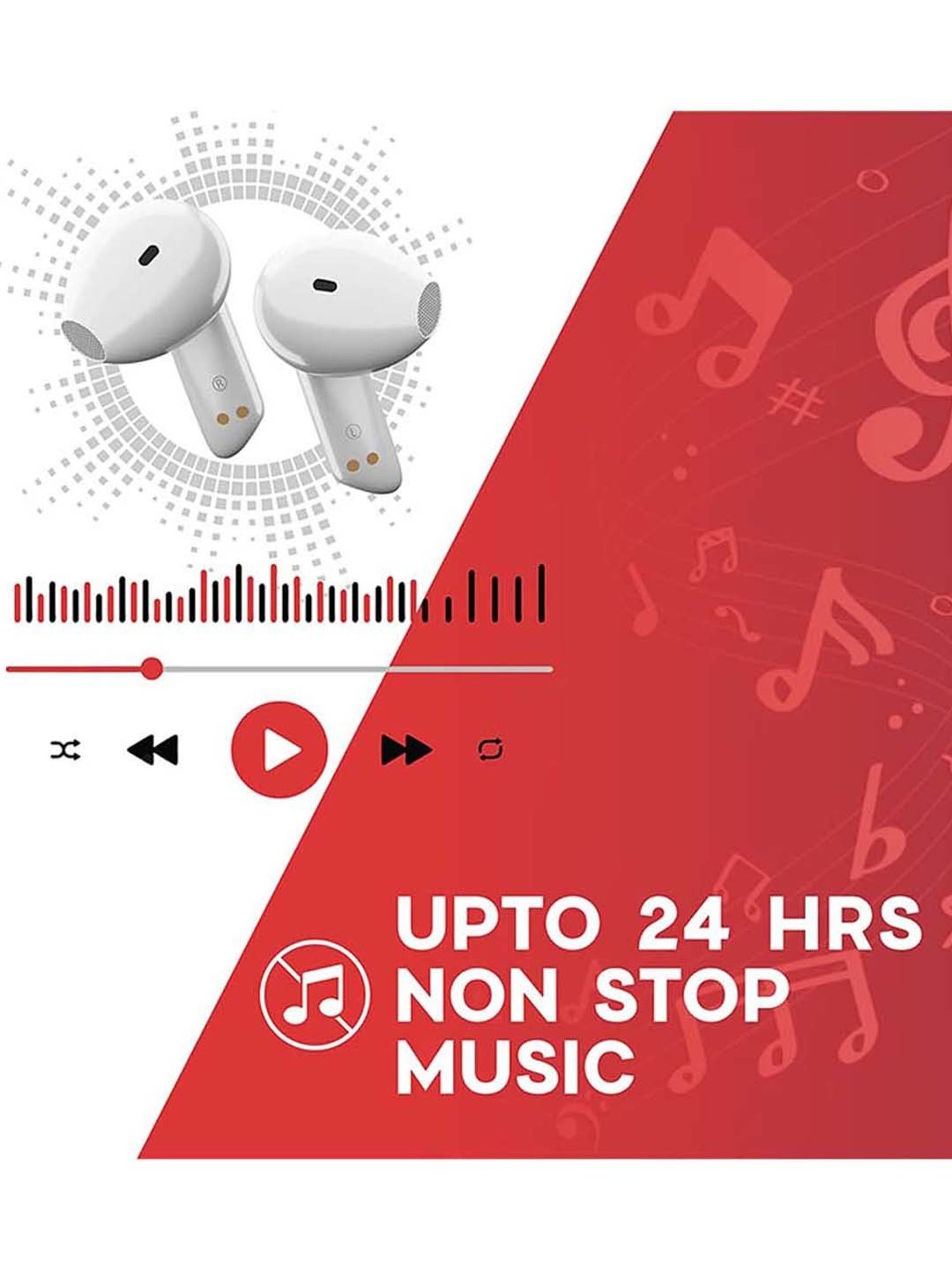 Maxx PX2 Truly Wireless Earbuds with IPX6 Water and Sweat Resistant (White)