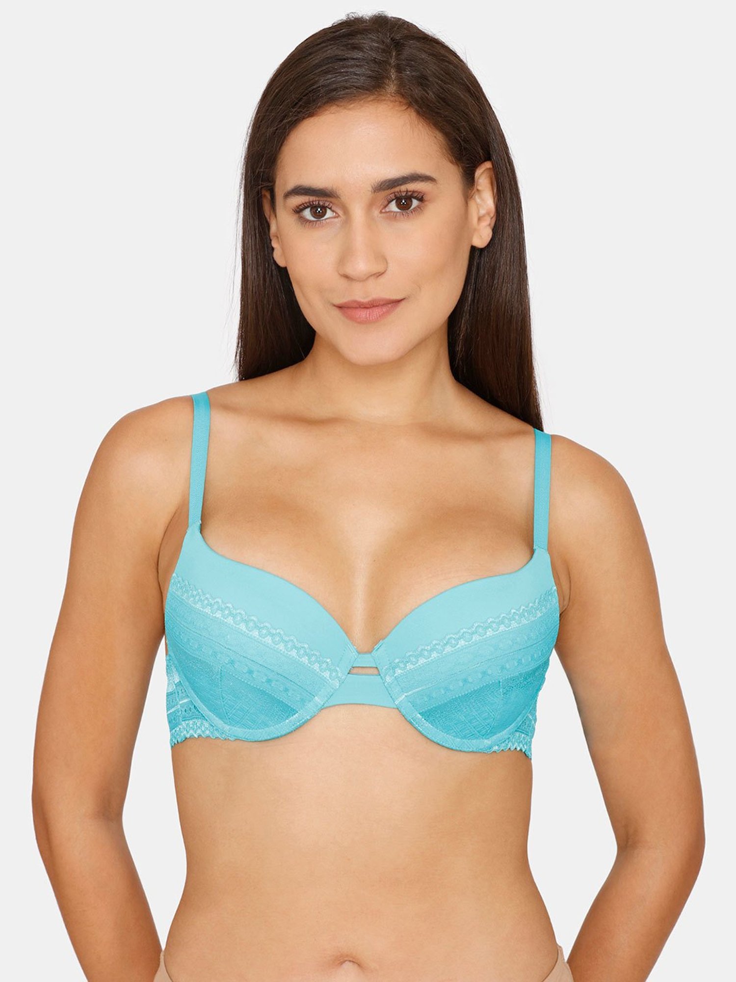 Zivame Light Blue Under-wired Padded Push-up Bra