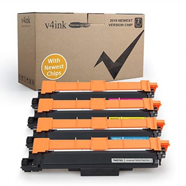 v4ink compatible toner cartridge replacement for brother tn223 tn227 4pack kcmy with 2019 newest version chips,for use in brother color laserjet hll3230cdw hll3290cdw mfcl3750cdw mfcl3770cdw
