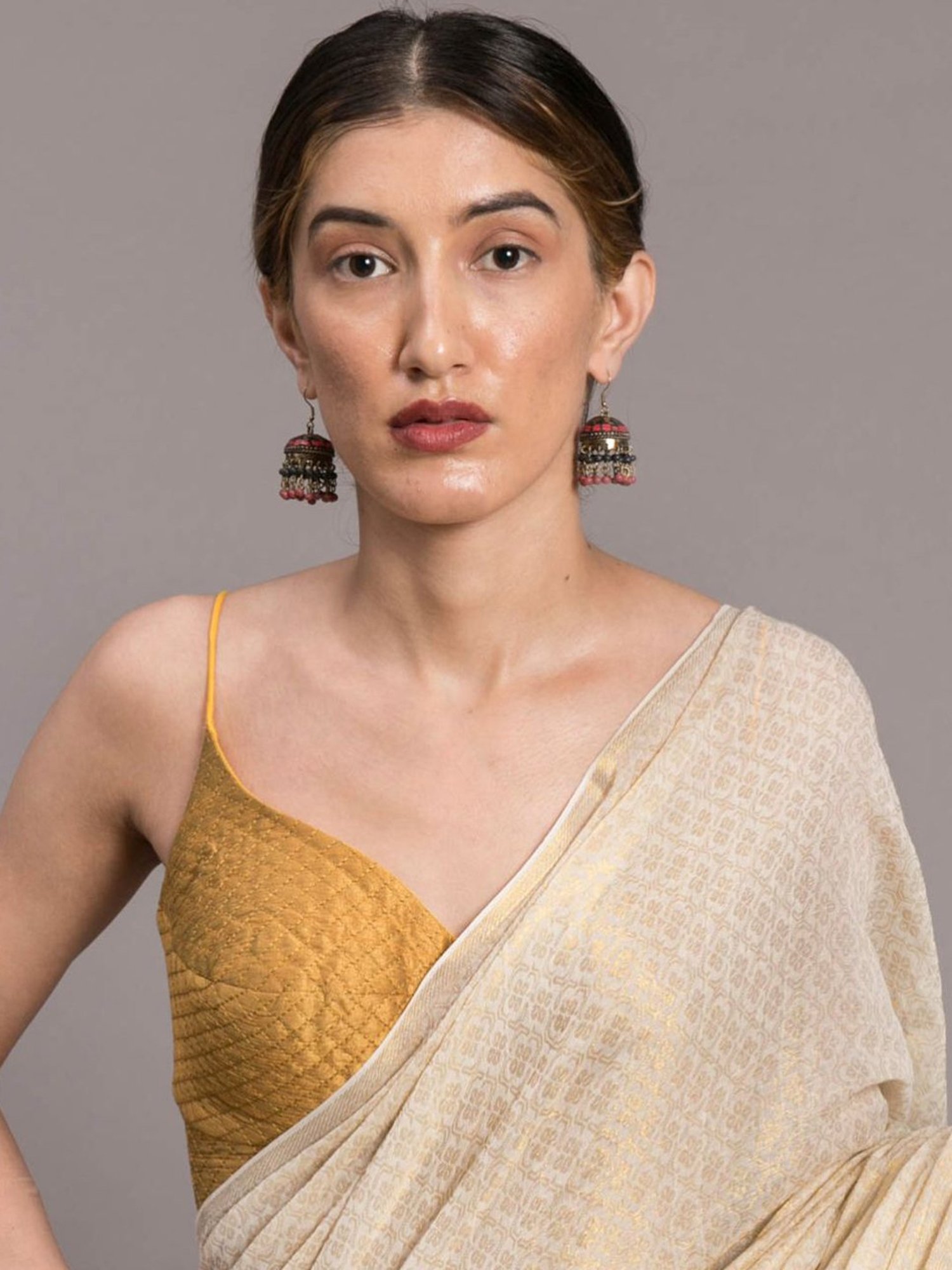 Unnati Silks Red Silk Printed Saree With Unstitched Blouse