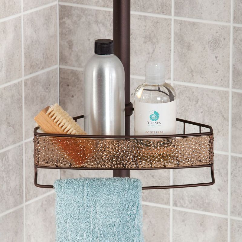 mDesign Adjustable Shower Storage Constant Tension Pole Caddy - Bronze