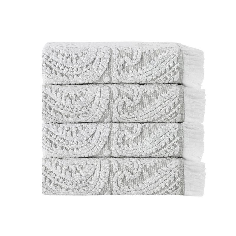 4pc Laina Turkish Cotton Bath Towel Set Silver - Enchante Home
