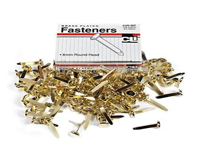 Charles Leonard CHL3RBPBN Brass Plated Paper Fasteners, 3/4", 100 Per Box, 20 Boxes