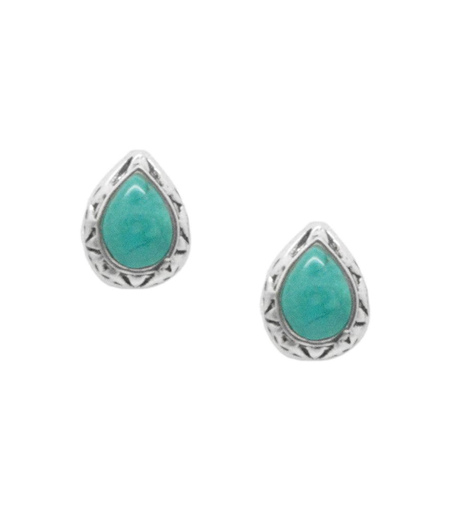 Barse Sterling Silver and Genuine Turquoise Teardrop Stud Earrings