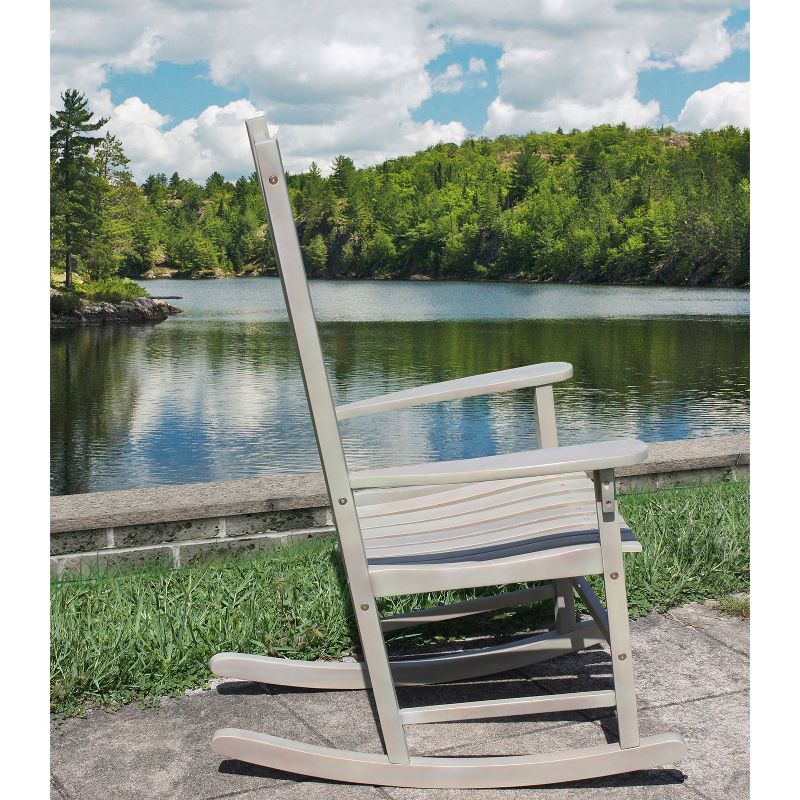 Northbeam Outdoor Solid Acacia Hardwood Slatted Back Rocking Chair for Deck, Porch, & Patio Seating with 250 Pound Capacity, Grey