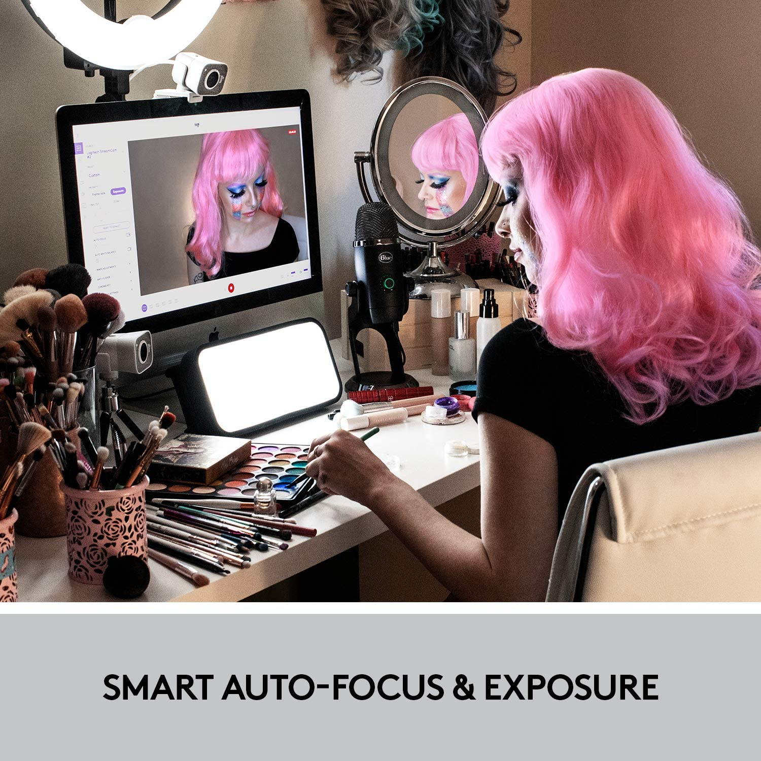 Logitech StreamCam, 1080P HD 60fps Streaming Webcam with USB-C and Built-in Microphone (In Hand)