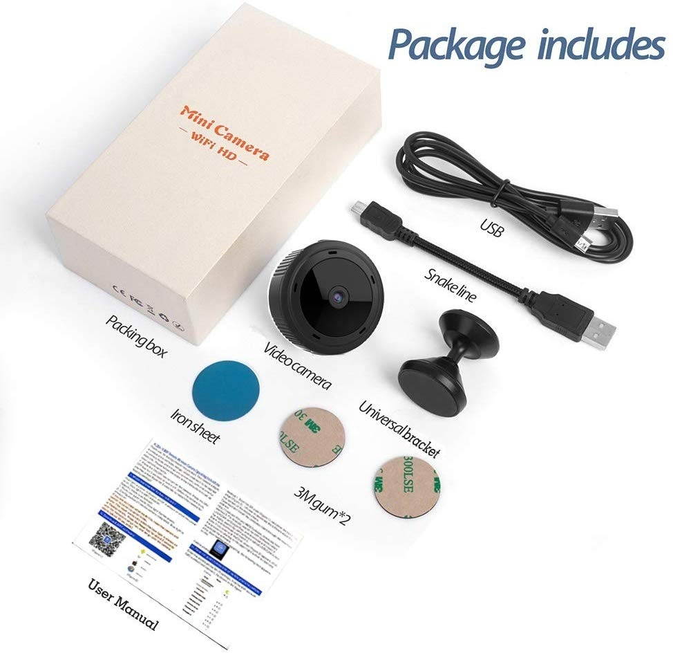 Spy Camera Wireless Hidden Mini WiFi Camera 1080P HD Smallest Security Cameras for Home Car Office with Wide Angle Video Recorder Night Vision Loop Recording APP Support W10