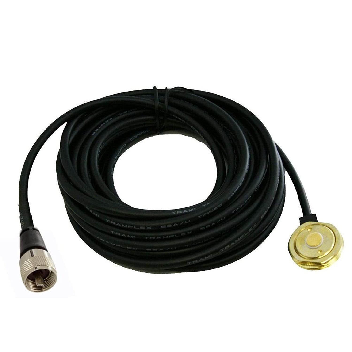 Tram 1250 NMO 3/4" 17 feet RG58 Coax Cable Roof Mount Antenna Surface with UHF PL259 Connector for Yaesu Kenwood HYT Vertex Icom Mobile Radios