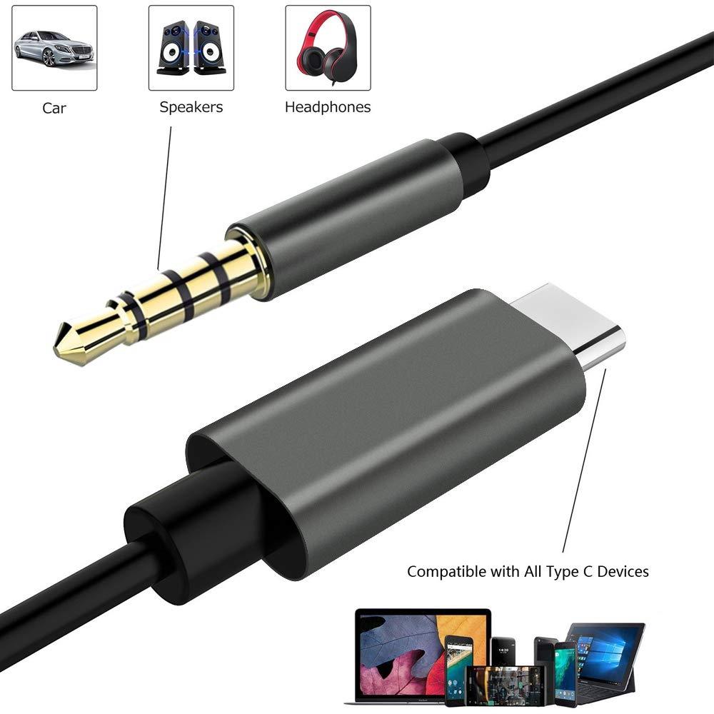 USB-C to 3.5mm Audio Cable, Duttek USB C to 3.5mm Male Headphone Audio Aux Adapter Type C to 3.5mm 4pole Car Aux Cord Special for Smartphone - 5ft