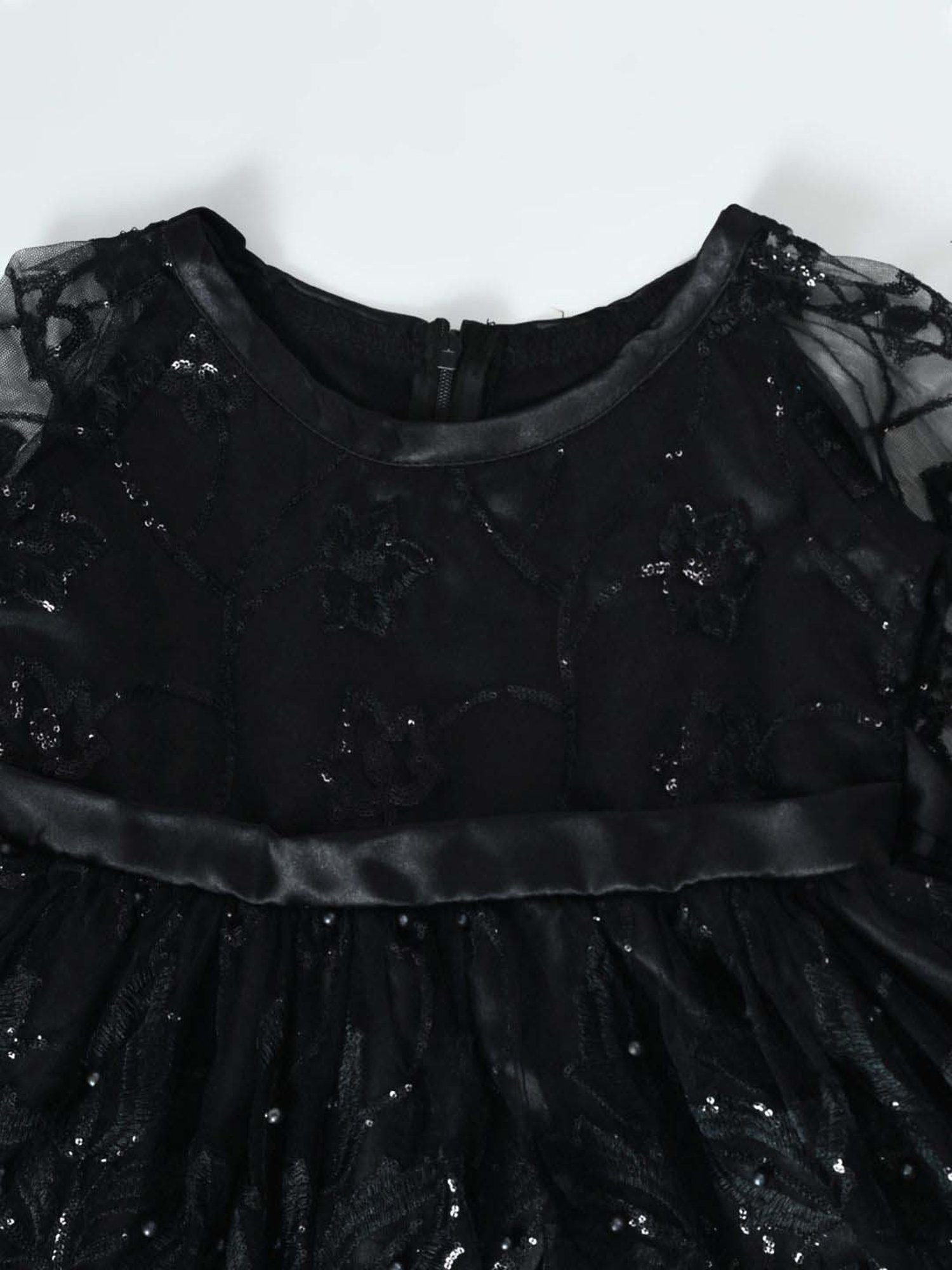 Bella Moda Kids Black Self Pattern Dress