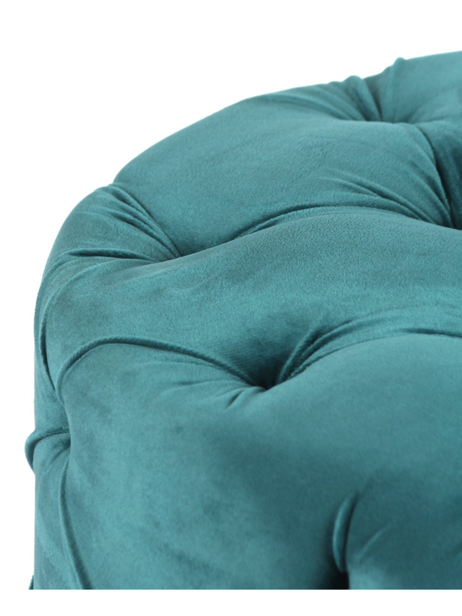Ikiriya Dallas Solid Blue Wood Ottoman Turquoise Sea Velvet Finish