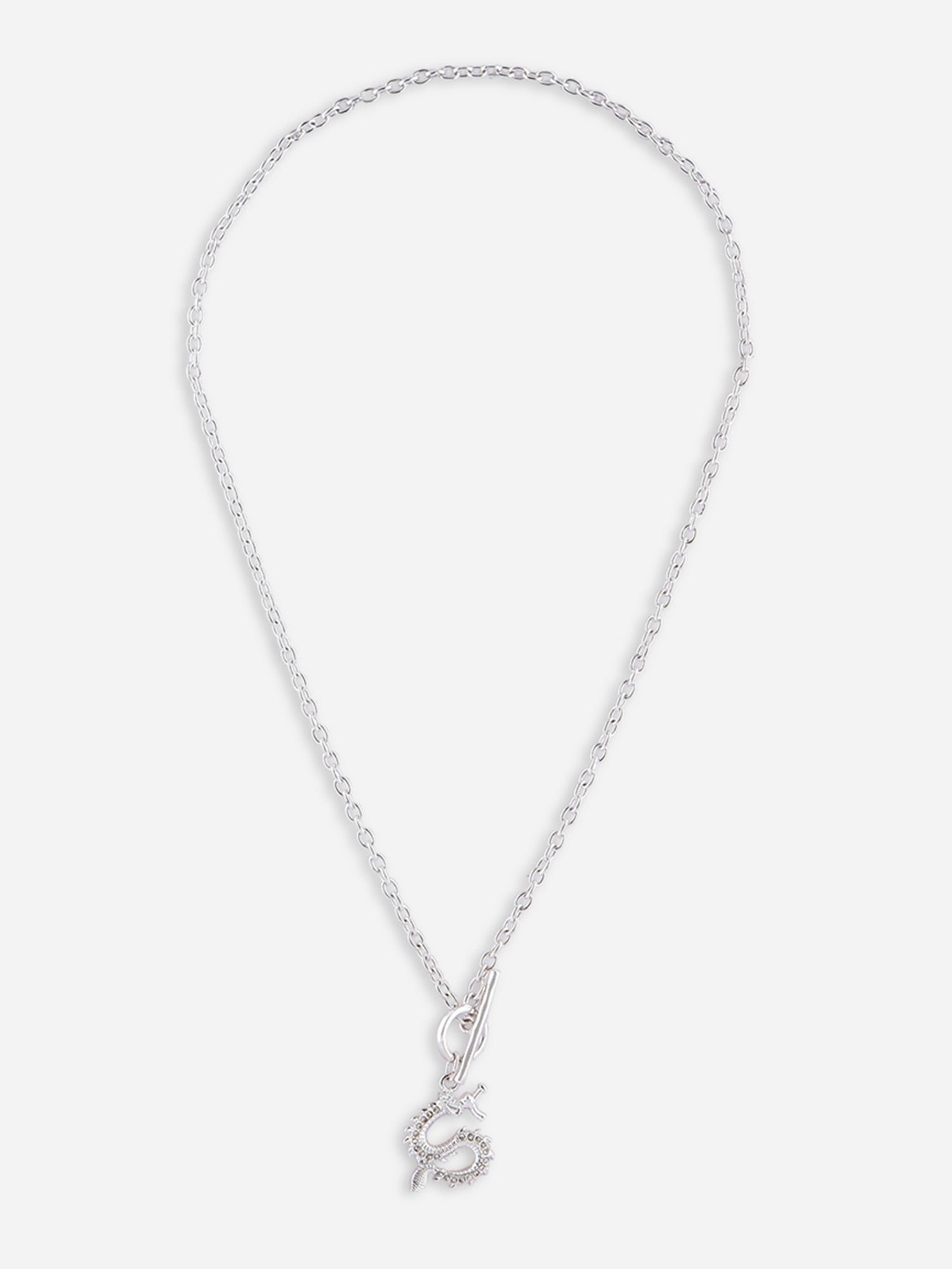 The Bro Code Silver-Plated Dragon Charm Cuban link Chain Necklace for Men