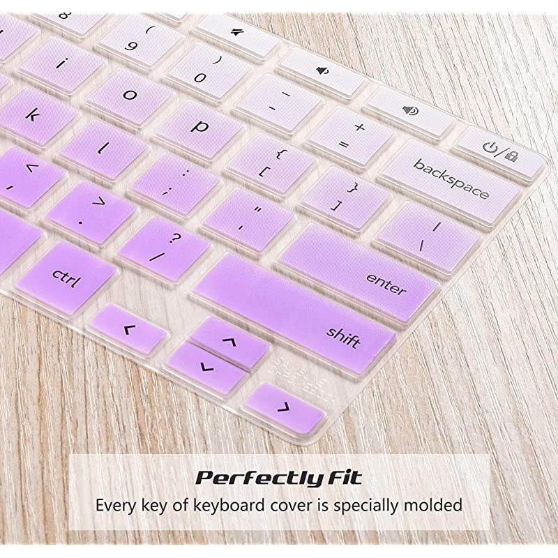 Samsung Chromebook Keyboard Cover 11.6, Silicone Keyboard Skin Samsung Chromebook 3 4 2 11.6 Inch, Samsung Chromebook 4 15.6 Inch, Samsung Chromebook Plus V2 12.2 Inch(Purple+Clear)