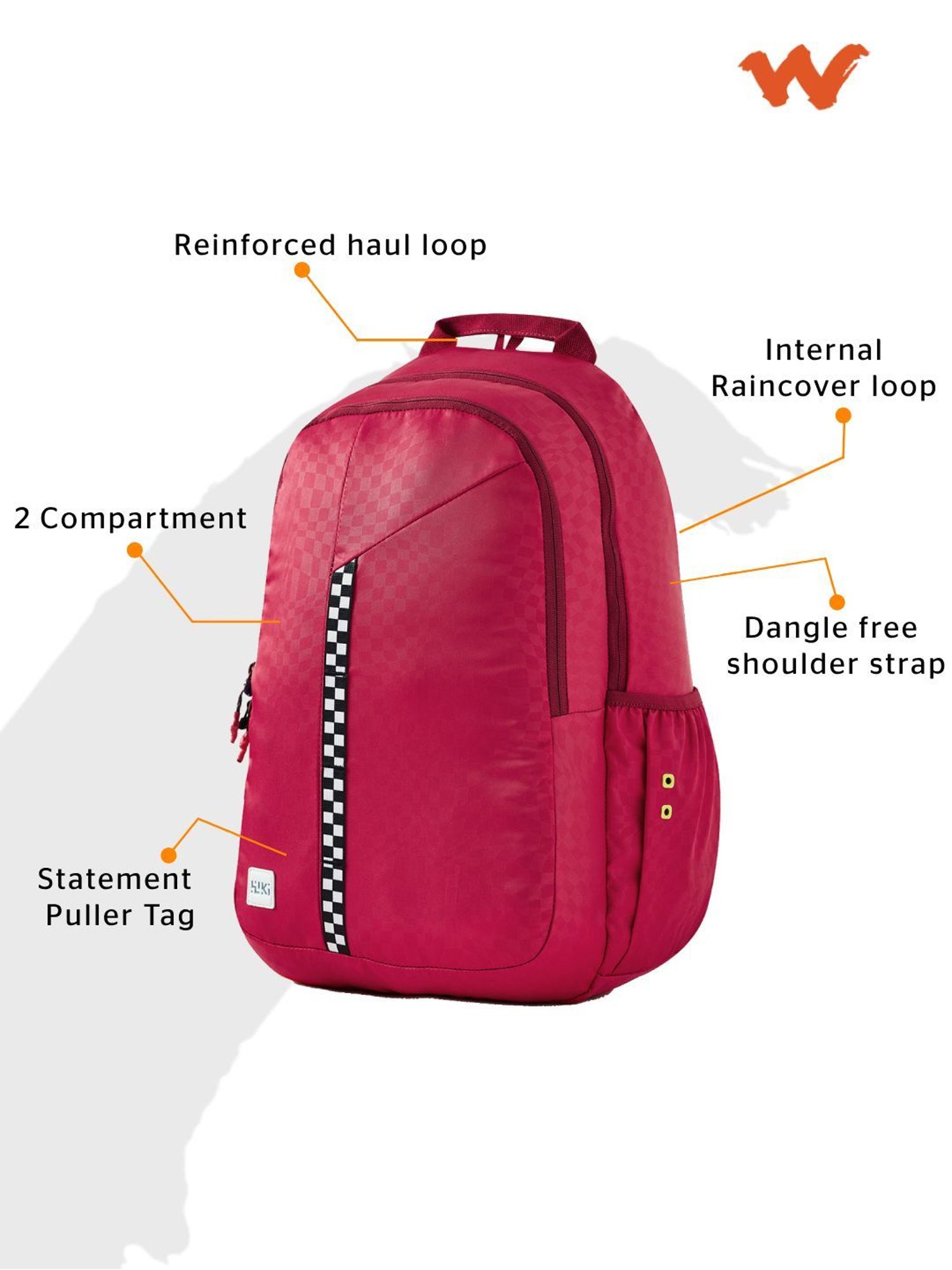 Wiki Back to School 1 Red Polyester Printed Backpack - 30 Ltrs