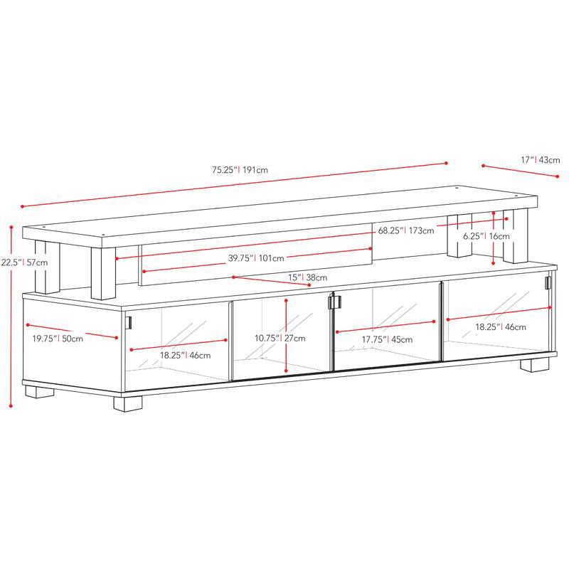 Bromley 2 Tier Ravenwood TV Bench Black 75" - Sonax