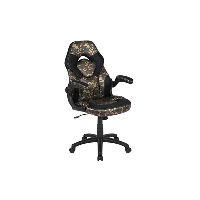 X10 Gaming Chair Racing Office Ergonomic Computer PC Adjustable Swivel Chair with Flip-Up Arms, Camouflage/Black LeatherSoft