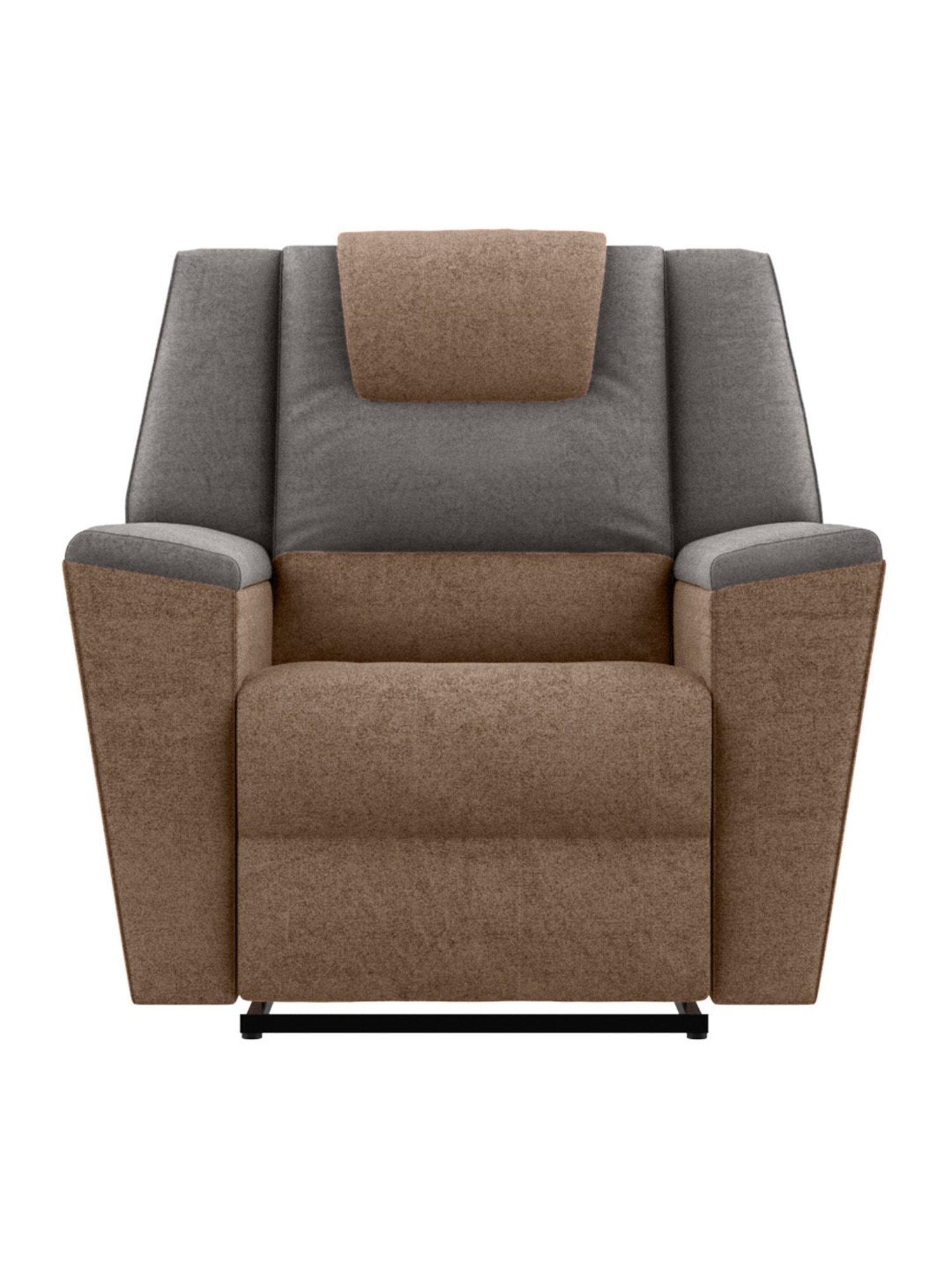 Godrej Interio Sumo Brown & Grey Fabric 1 Seater Recliner Sofa