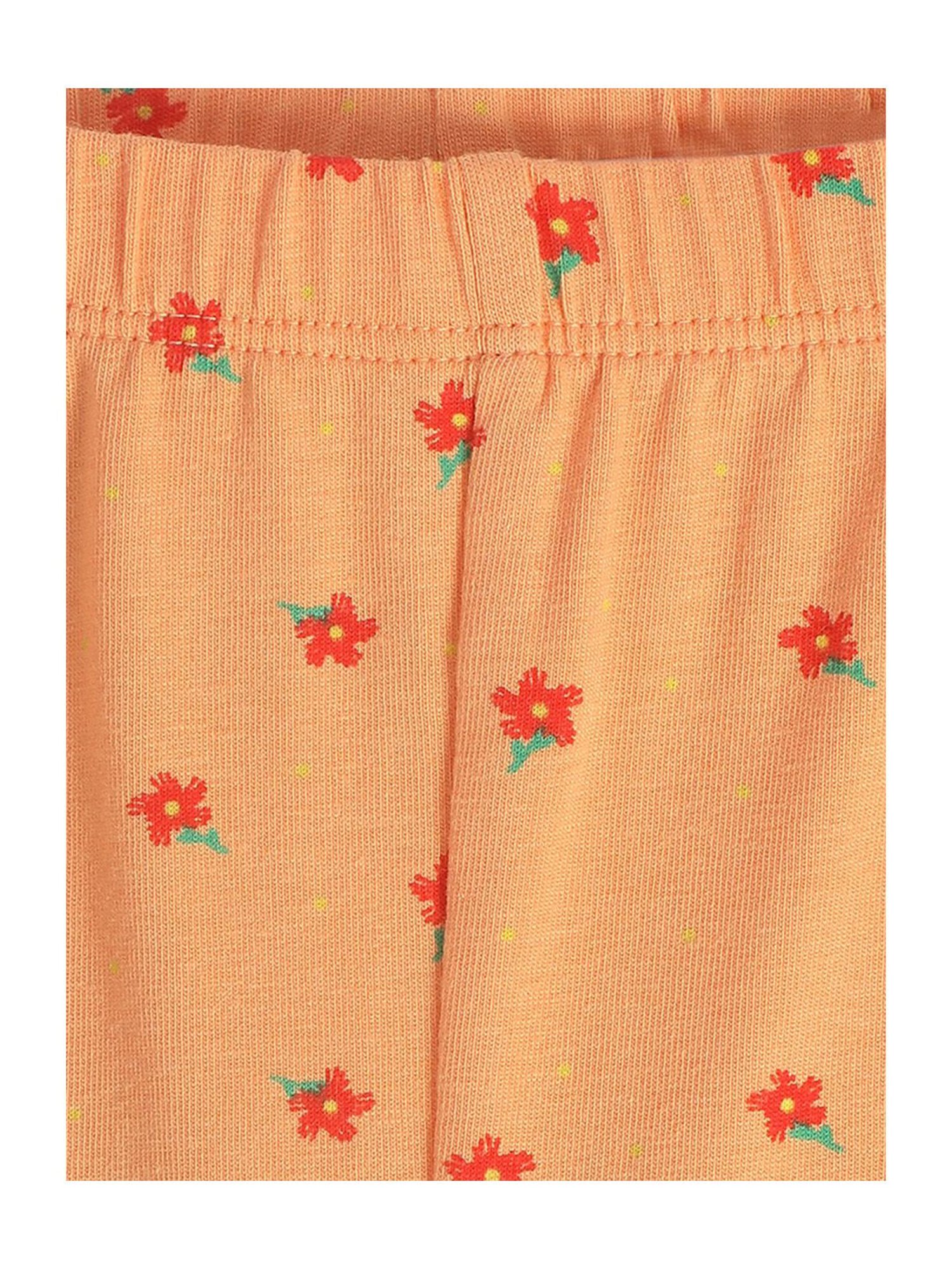 MINIKLUB Girls Orange & Pink Printed Leggings (Pack Of 2)