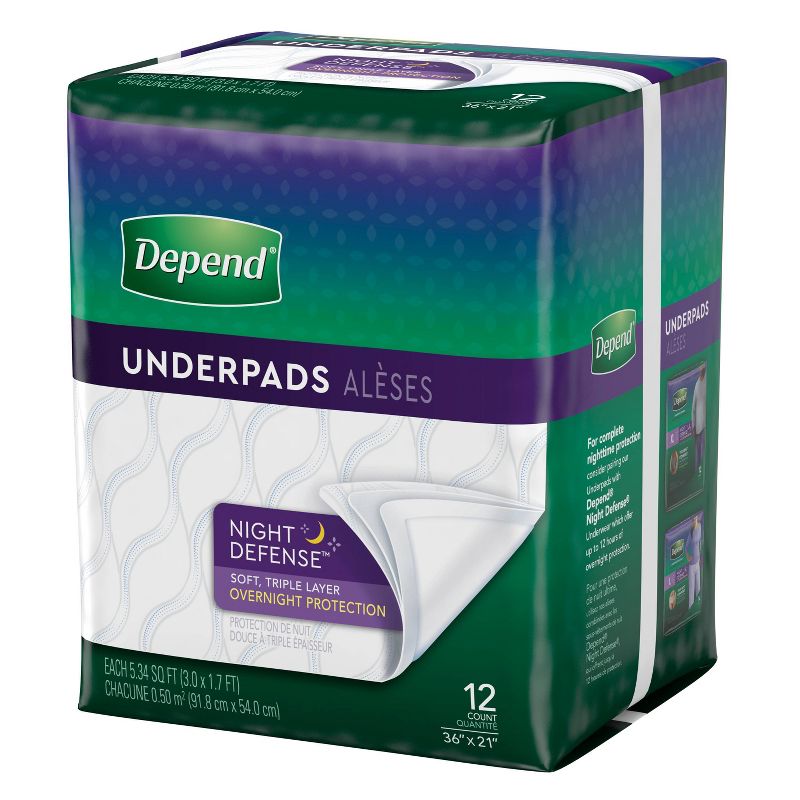 Depend Underpads for Incontinence - Overnight Absorbency - 12ct