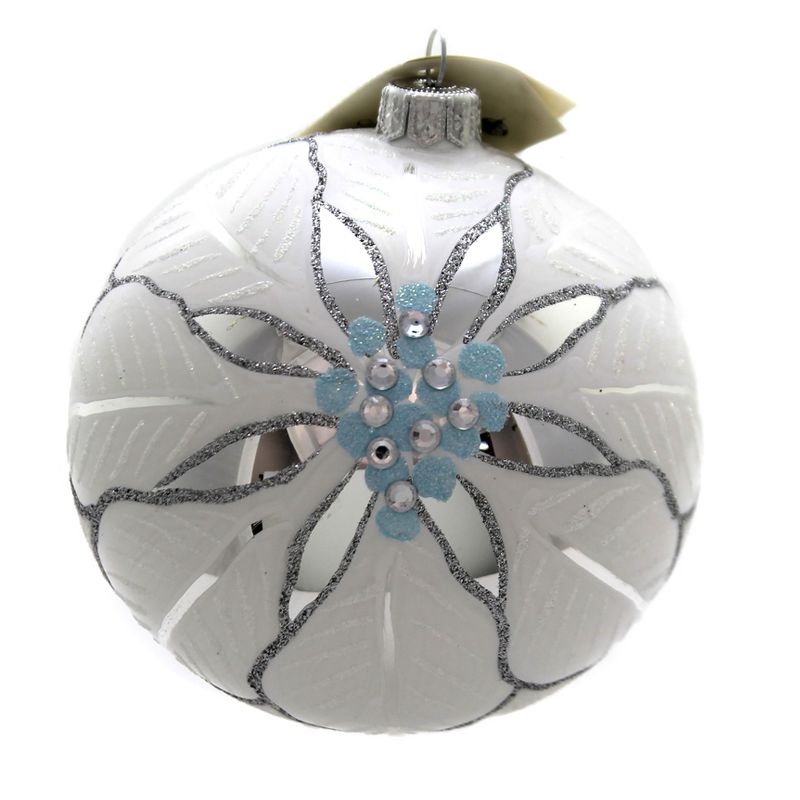 Christina's World 4.5" Poinsettia On Ice Ornament Christmas Flower  -  Tree Ornaments