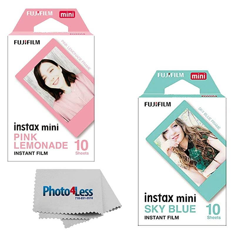 Instax Mini Pink Lemonade Film - 10 Exposures +  Instax Mini Sky Blue Film - 10 Exposures