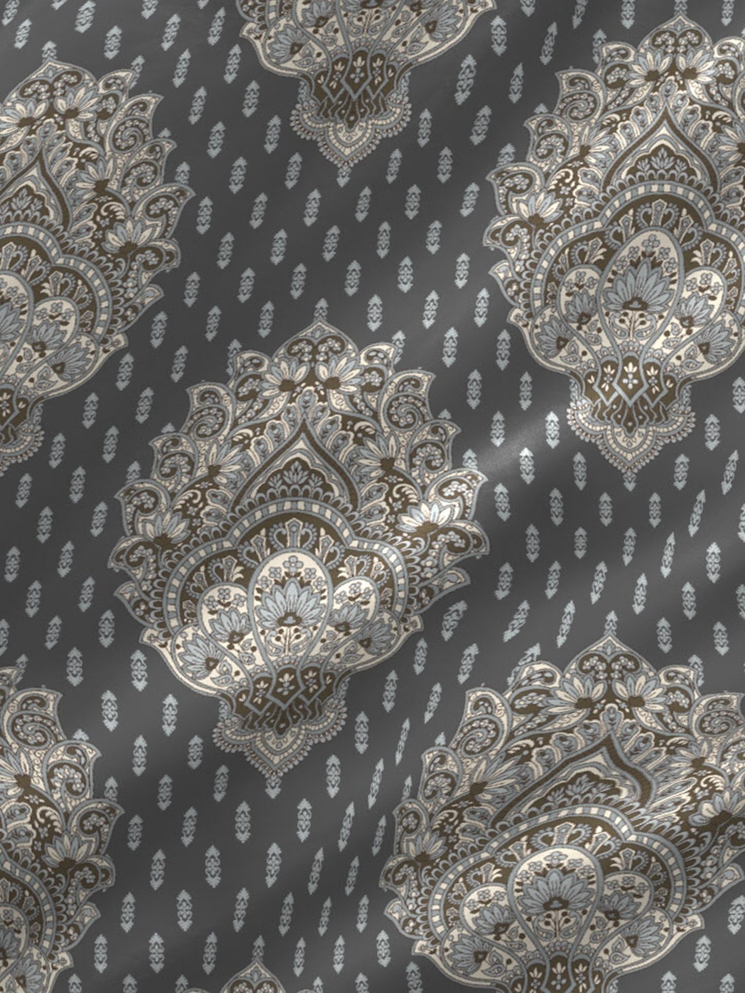 Layers Uphaar Floral Grey 140 TC Cotton Queen Bed Sheet with 2 Pillow Covers