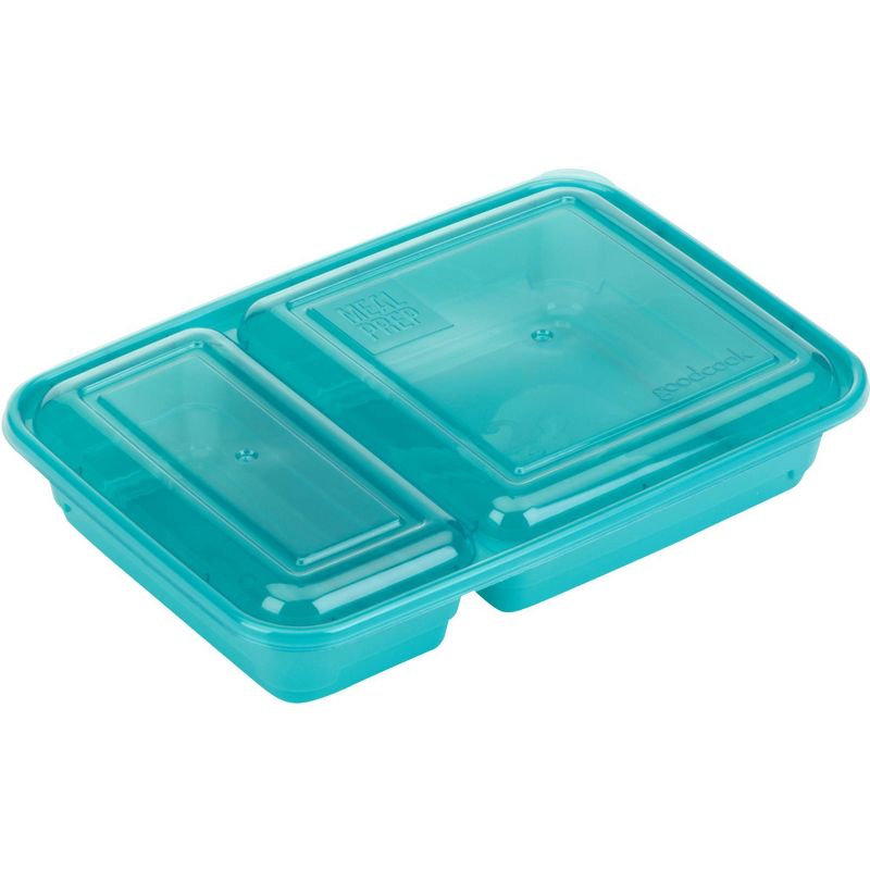 GoodCook Meal Prep 2 Compartment Large Rectangle Dark Teal Containers + Lids - 10ct