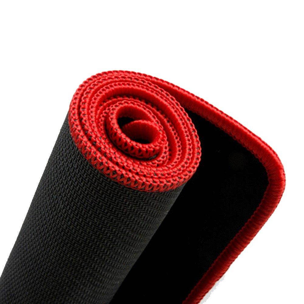 Kupx Thick Extended Edition Cloth Gaming Mouse Mat with Non-slip Rubber Base and Red Edge, 23.6x11.8x0.08-Inch
