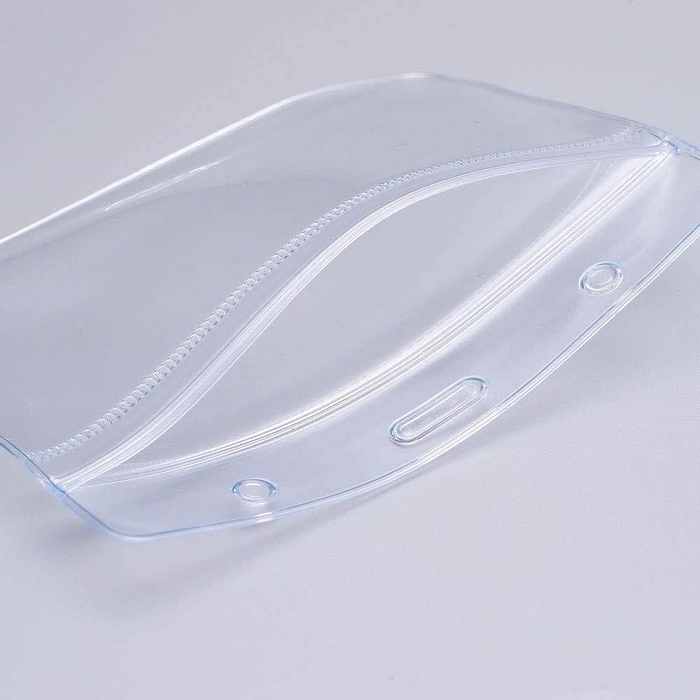 Purida ID Badge Holder, Work Badge Holder, Heavy Duty Clear Card ID Holder, 4 x 3 Name Badge Holder, Resealable Zip Work Badge Holder, Waterproof, Horizontal, 30 Pack