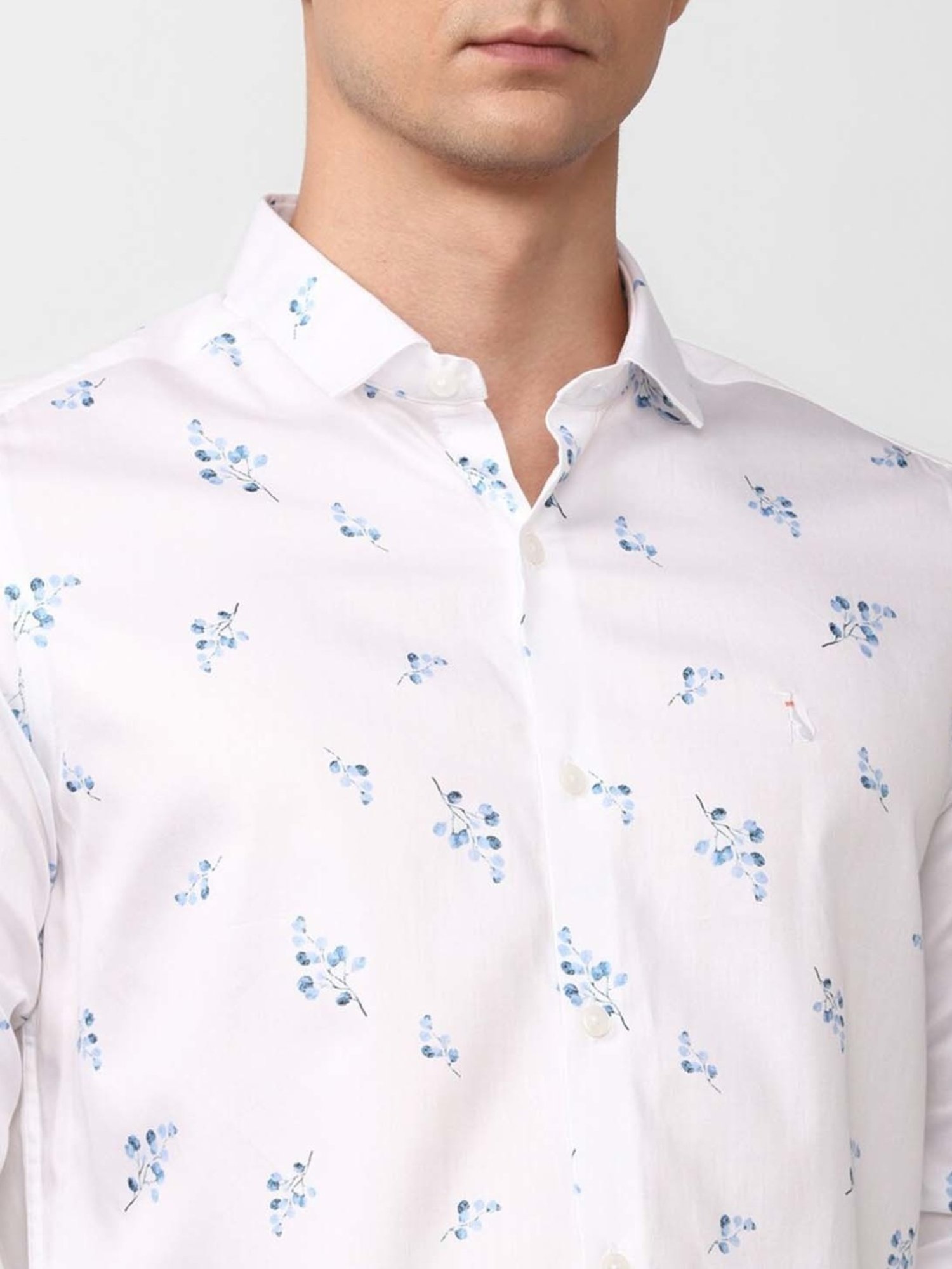 Simon Carter London White Printed Slim Fit Casual Shirt