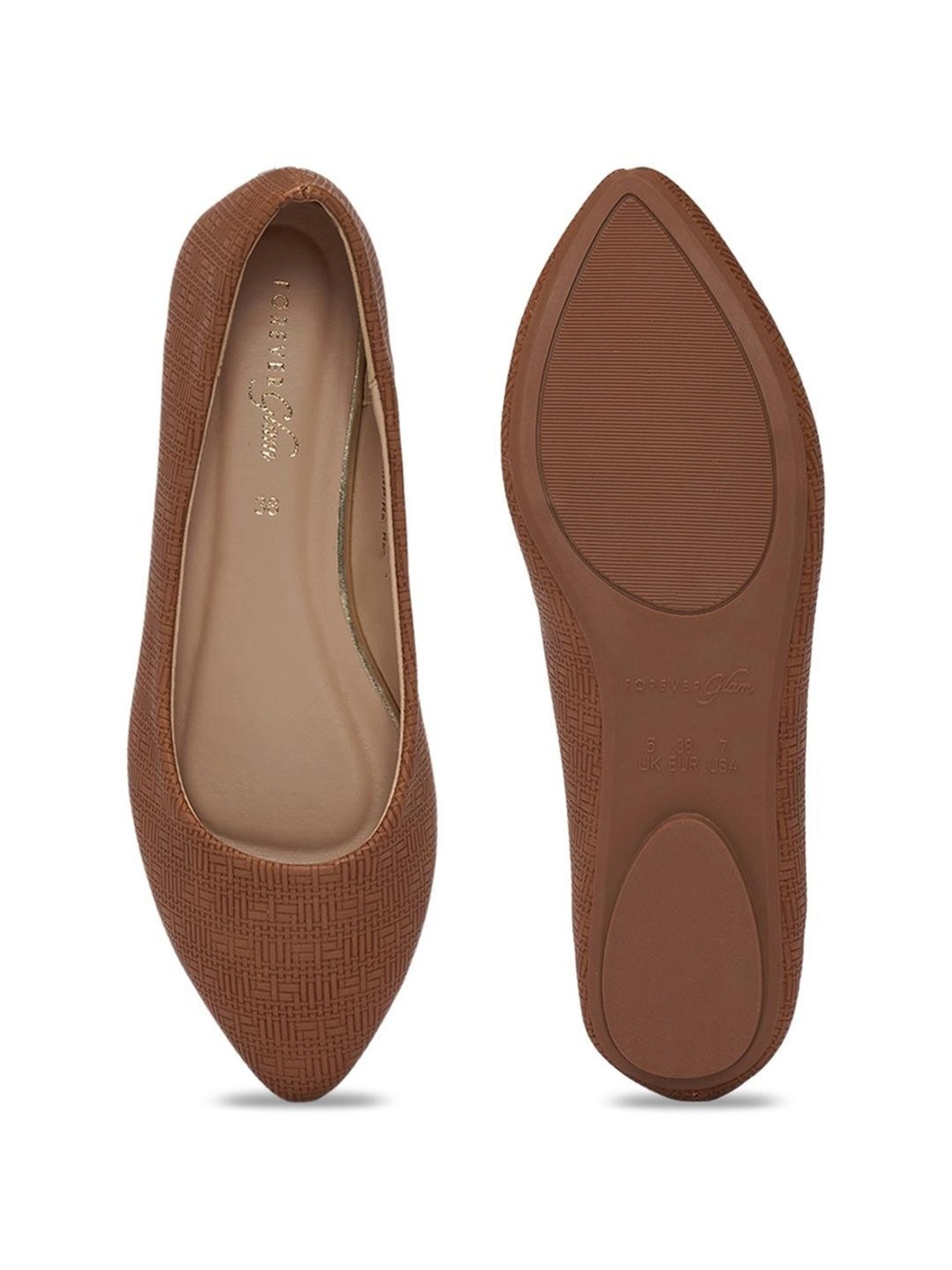 Forever Glam by Pantaloons Women's Tan Flat Ballets