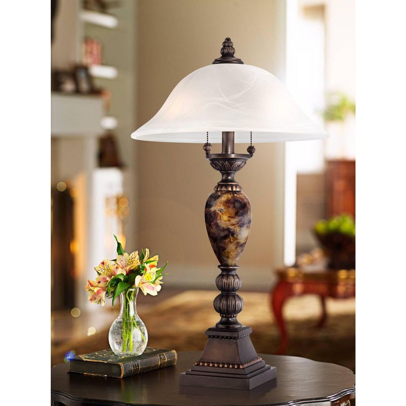 Kathy Ireland Alabaster Glass Mulholland 2-Light Table Lamp