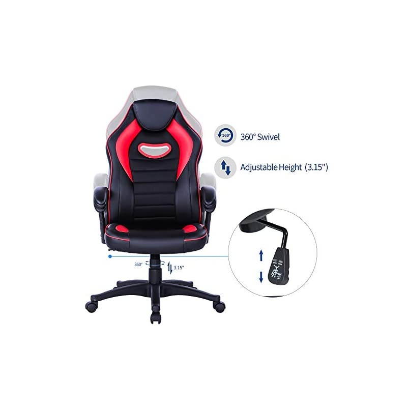 Gaming Chair Racing Recliner Ergonomic Office Chair Racing Task Swivel Executive Computer Chair Headrest and Lumbar Support, Red