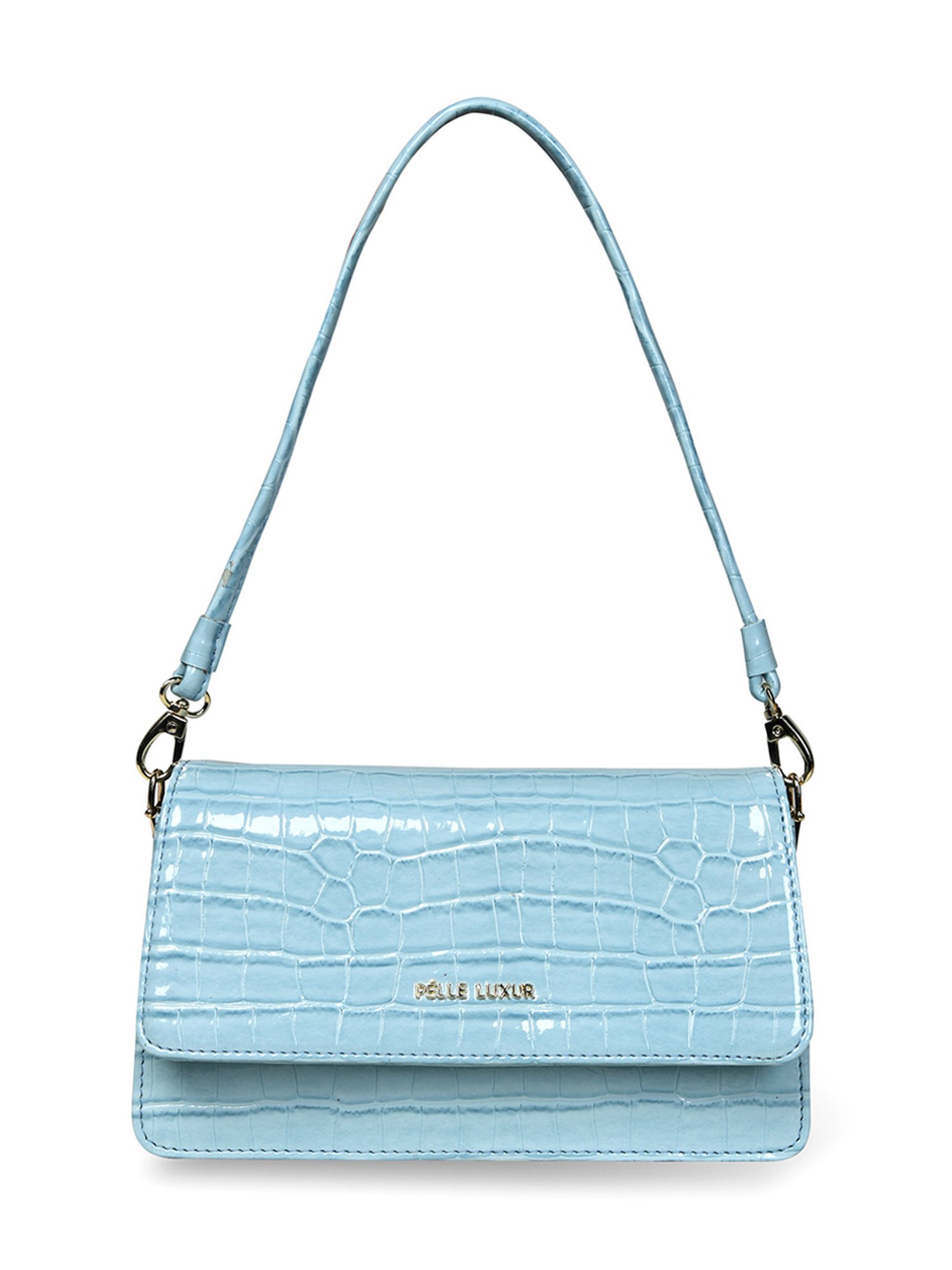 PELLE LUXUR Arctic Blue Animal Effect Small Shoulder Bag