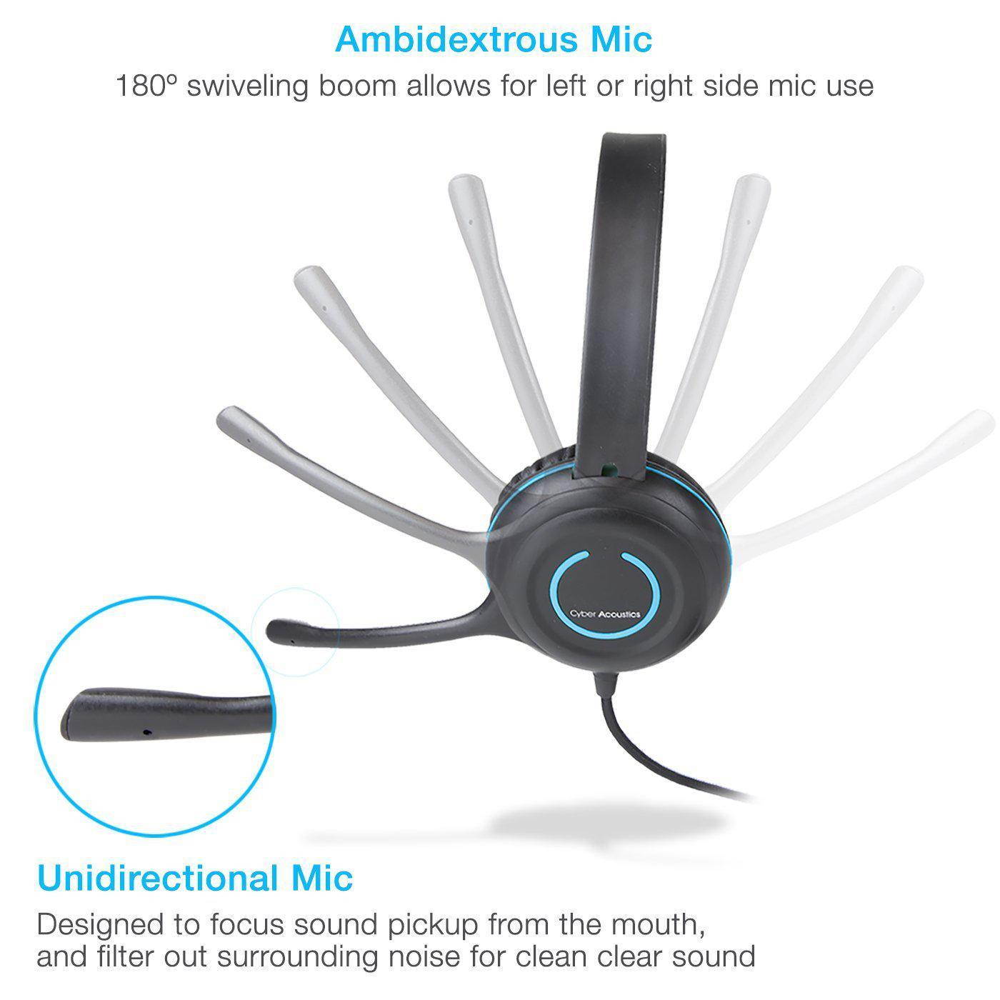 CYBER ACOUSTICS AC-5002 Stereo headset SingleComboPlug