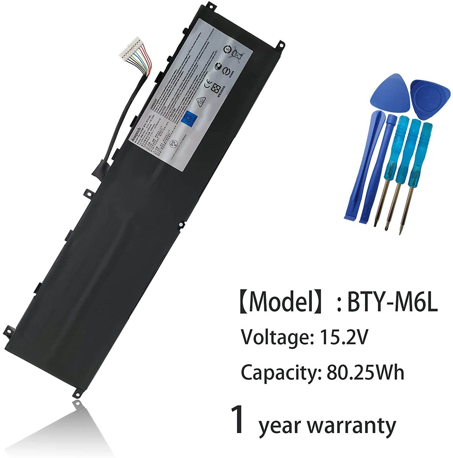 Anepoch BTY-M6L Laptop Battery Replacement for MSI GS65 Stealth Thin 8RF 8RE 9RE PS42 8RB P65 Creator 8RD 8RE MS-16Q2 MS-16Q3 PS63 Modern 8RC GS75 8SG Series 15.2V 5380mAh 80.25Wh