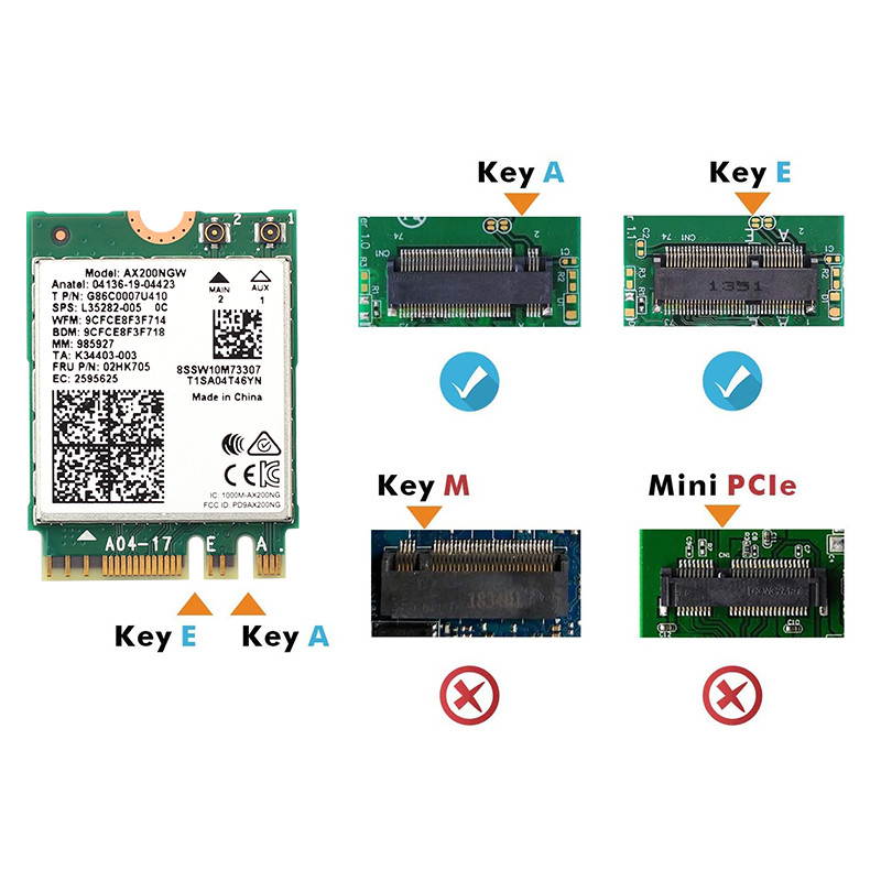 Intel AX200 Wireless Network Card WIFI6 dual-band 5G/2.4G Gigabit built-in NGFF Bluetooth 5.0 Support MI-MUMO