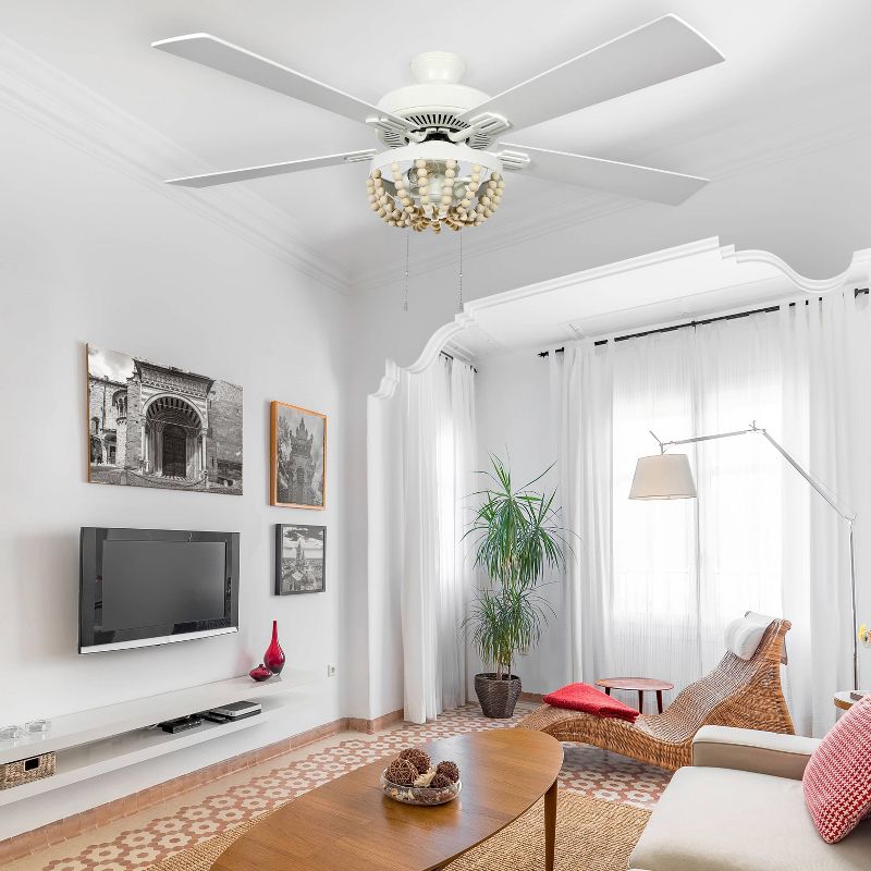 52" 5-Blade LED Wooden Chandelier Lighted Ceiling Fan - River of Goods