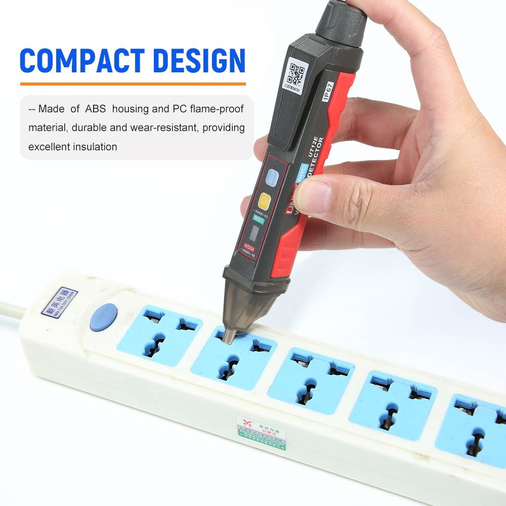 UNI-T UT12E AC Voltage Detector Meter 24V-1000V Non-Contact Portable Tester Pen Socket Volt Current Electric Test Pencil with Sound and Light Alarm and LED Flashlight Vibration