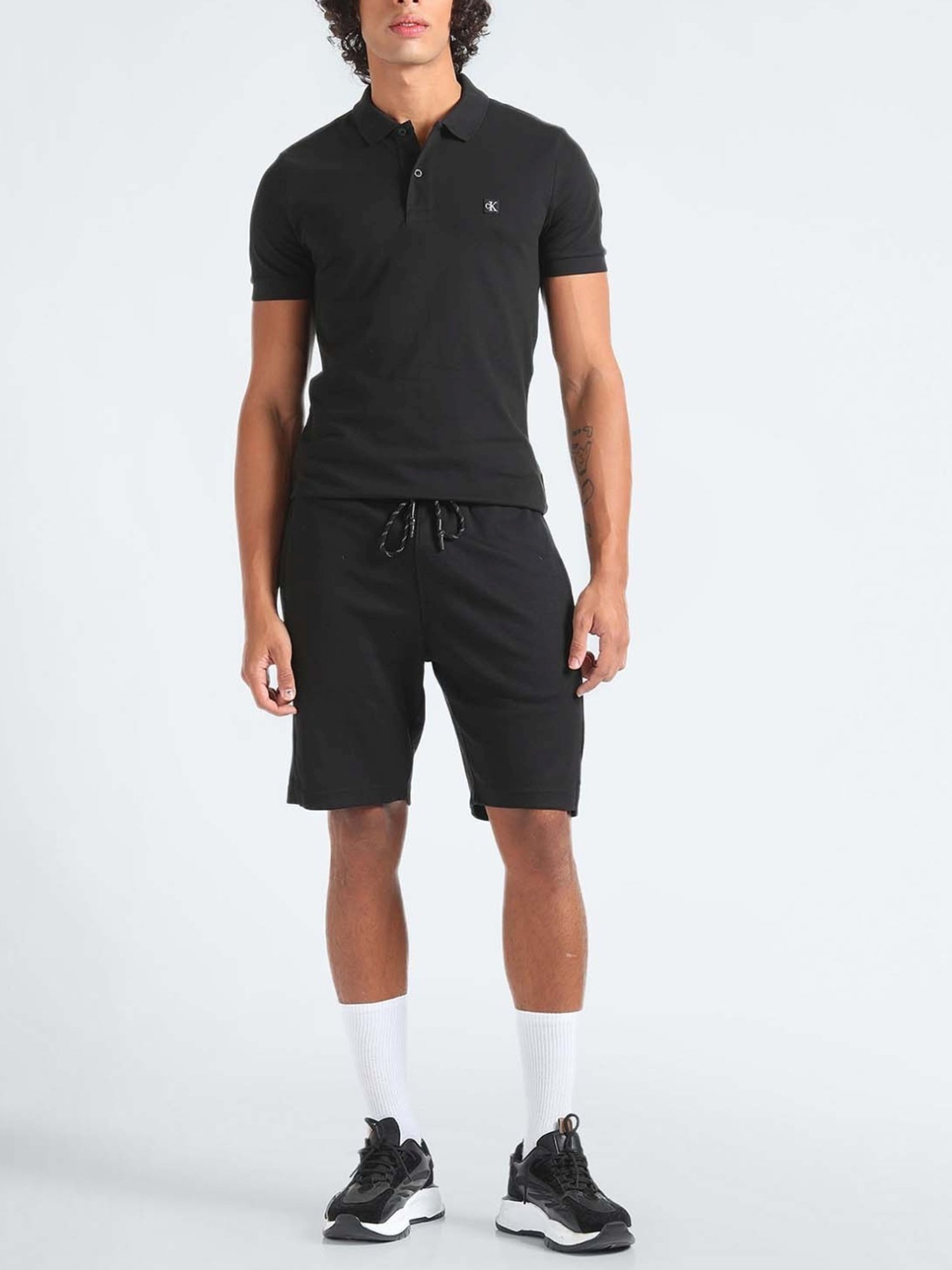 Calvin Klein Black Cotton Slim Fit Polo T-Shirt