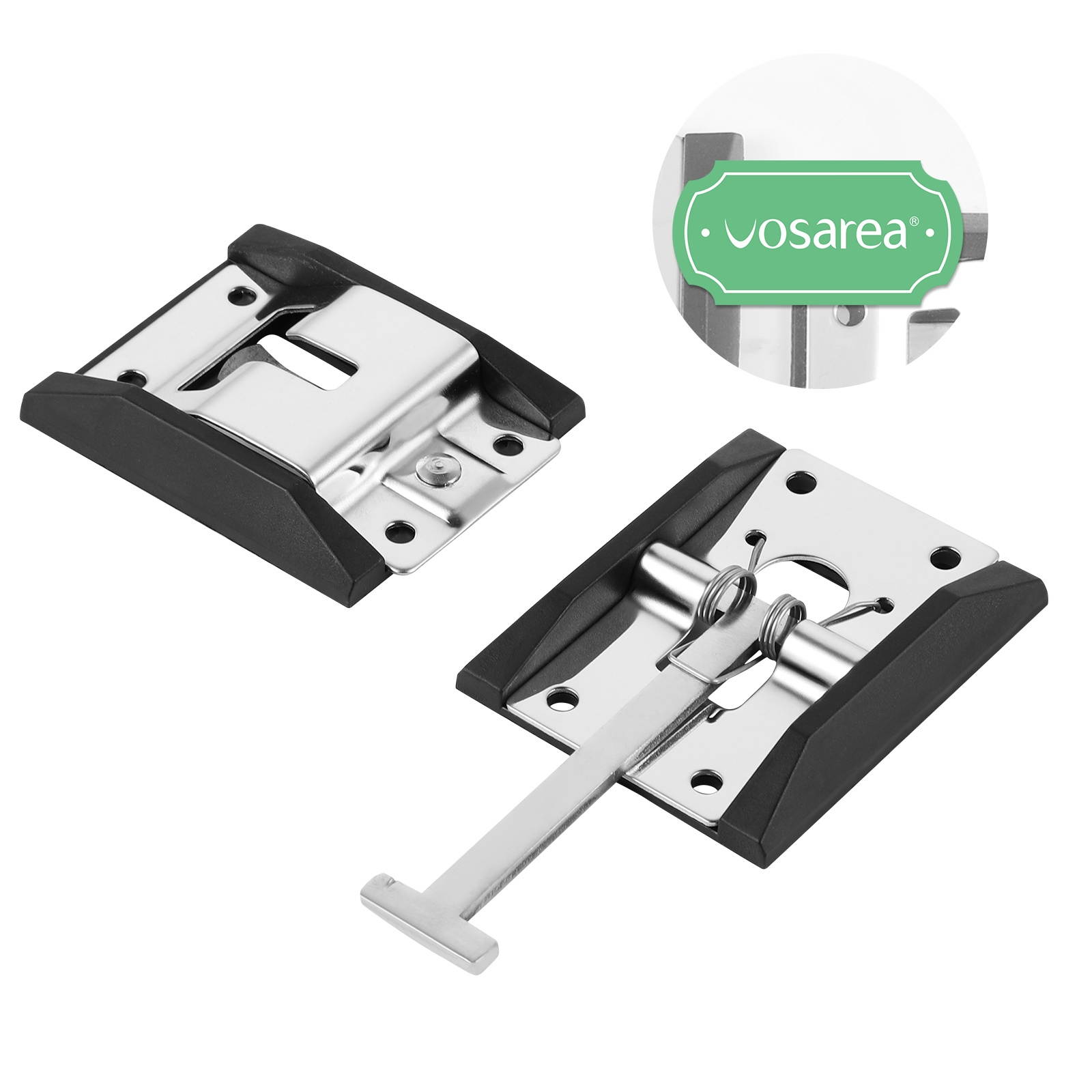 Vosarea 1 Pair Metal T-style Entry Door Catch Stainless Steel Holder for RV Camper Trailer (Silver)