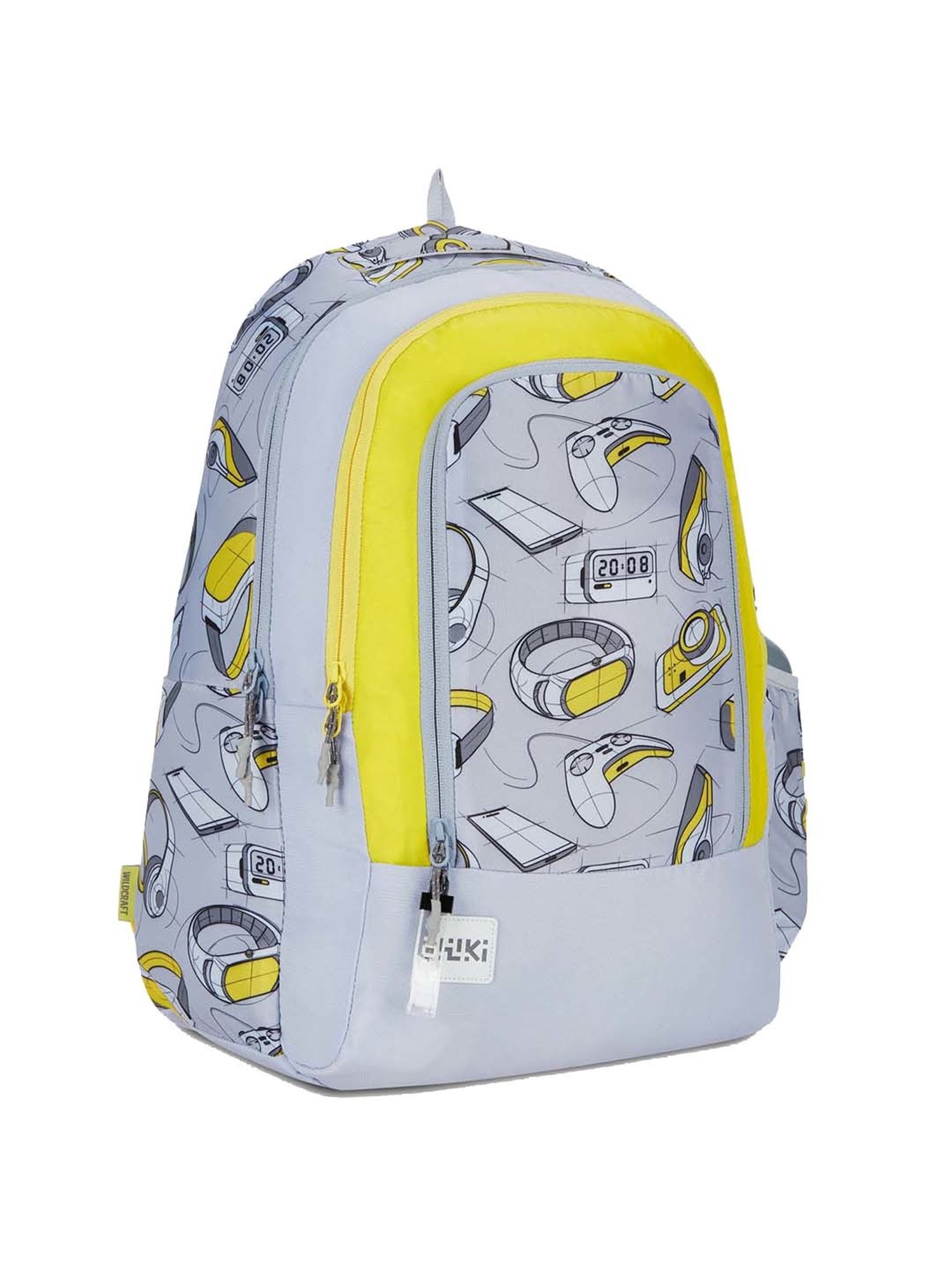 Wiki 31.5 Ltrs Grey & Yellow Medium Backpack