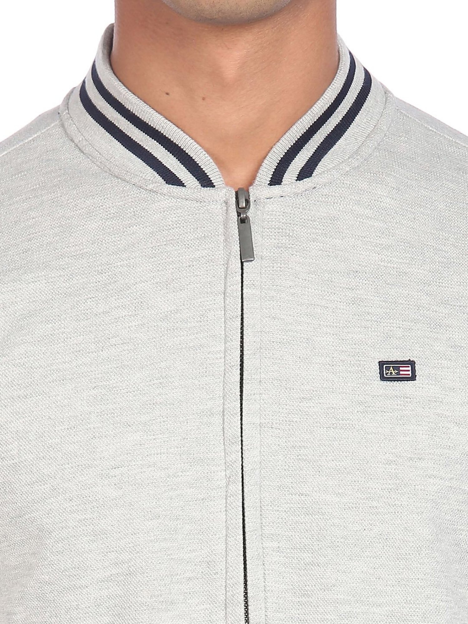 Arrow Grey Full Sleeves Mandarin Collar Jacket