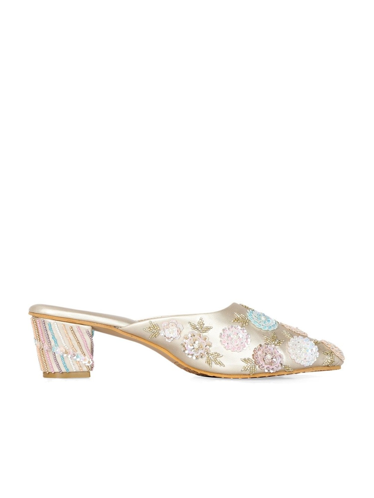 NR by Nidhi Rathi Women's Golden Mule Shoes
