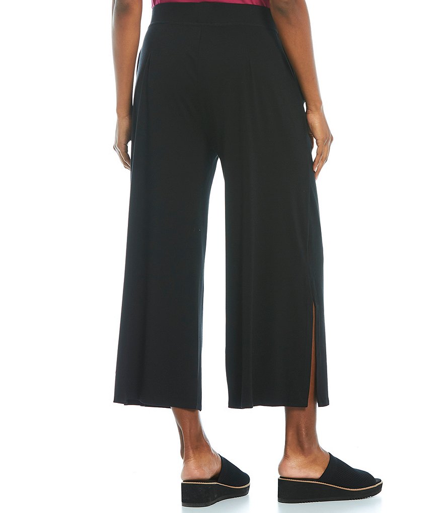 Eileen Fisher Lightweight Fine Jersey Wide Leg Cropped Pant With Side Slits