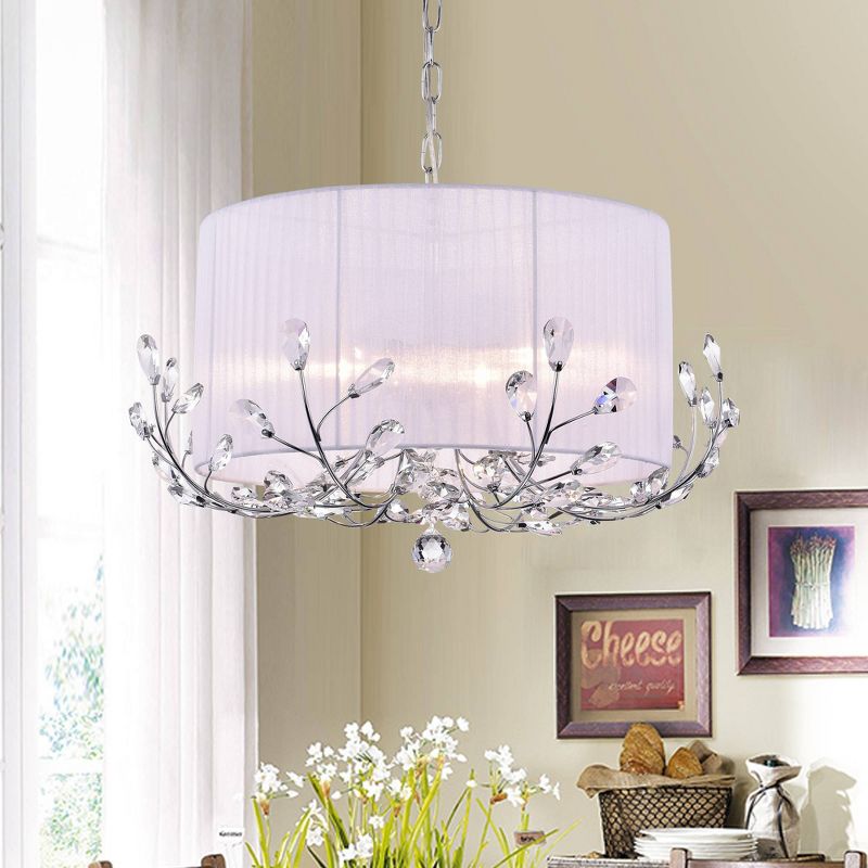 21" x 21" x 12" Robin Crystal Chandelier White/Silver - Warehouse of Tiffany