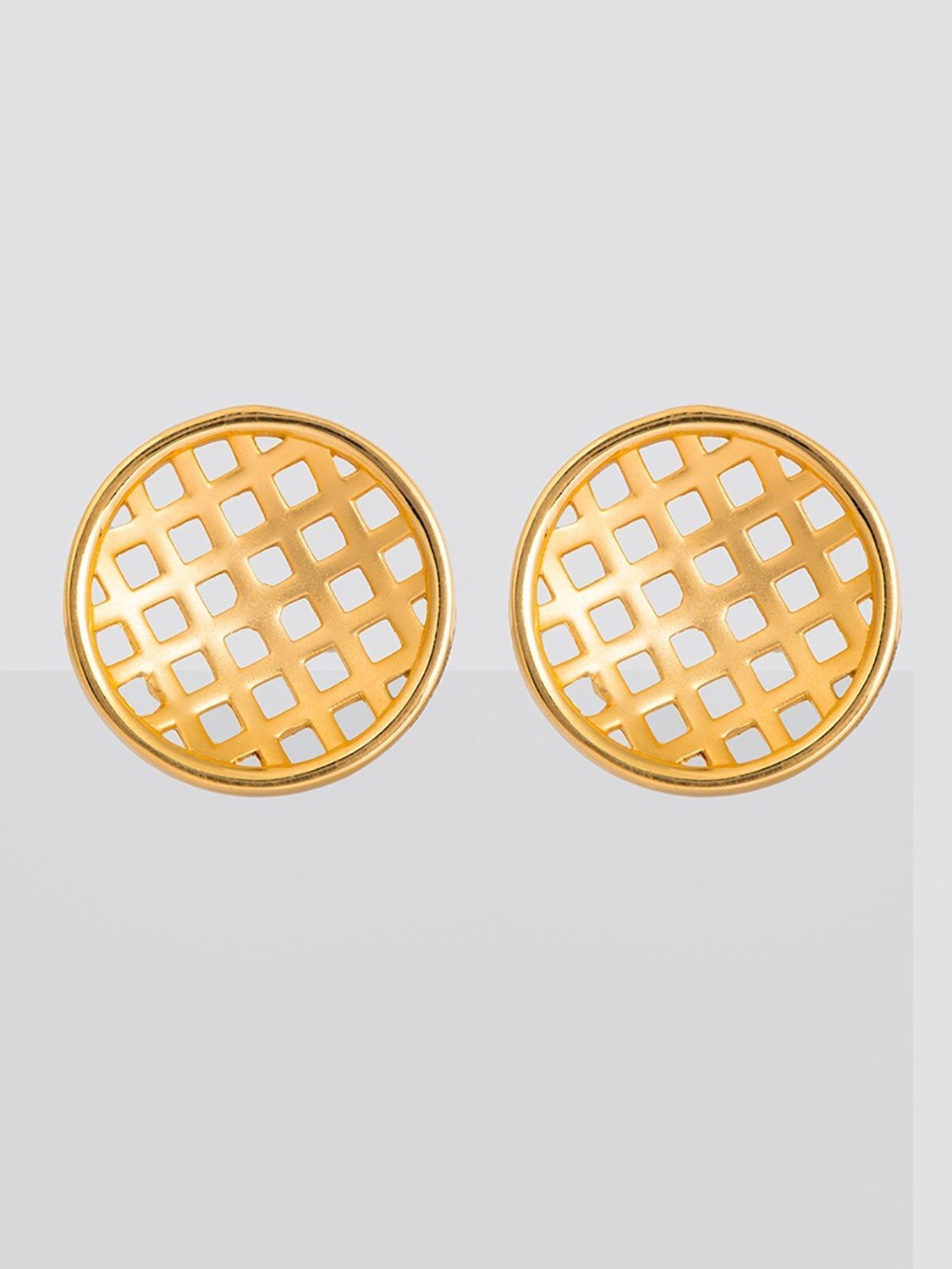 P.N.Gadgil Jewellers 22k Yellow Gold Meshed Marvel Stud Earrings
