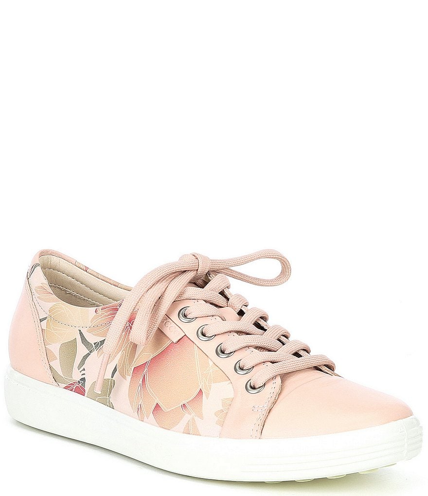 ECCO Soft 7 Floral Print Leather Lace-Up Sneakers