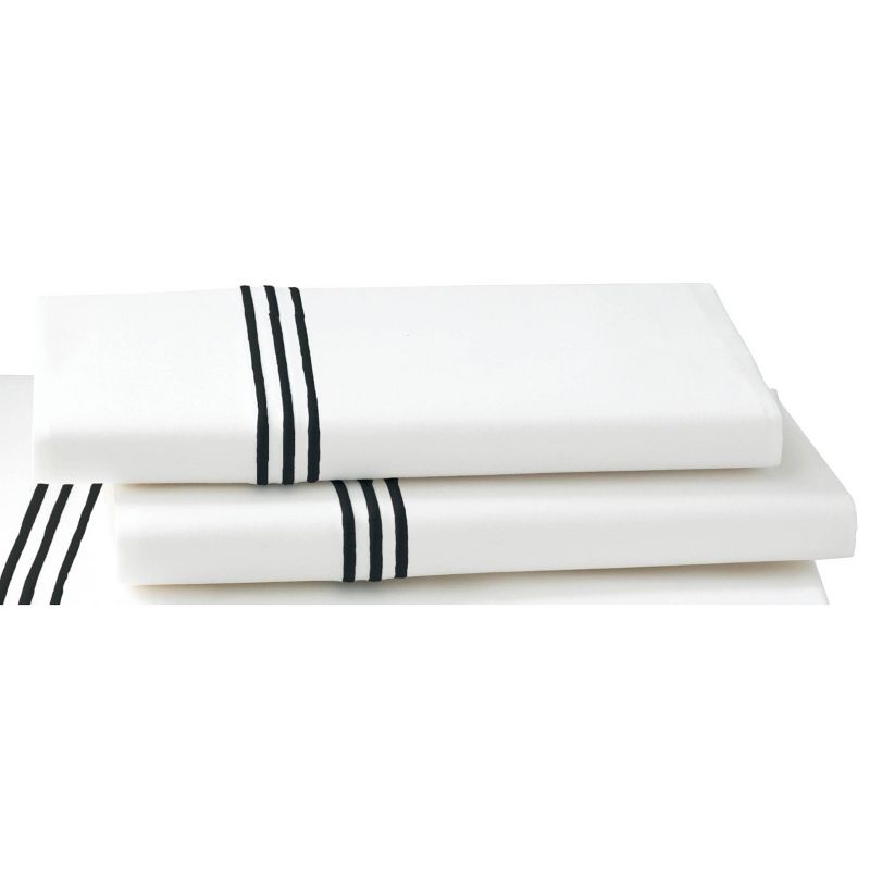 King 2pk Triple Line Solid Pillowcase Set Black - Cassadecor