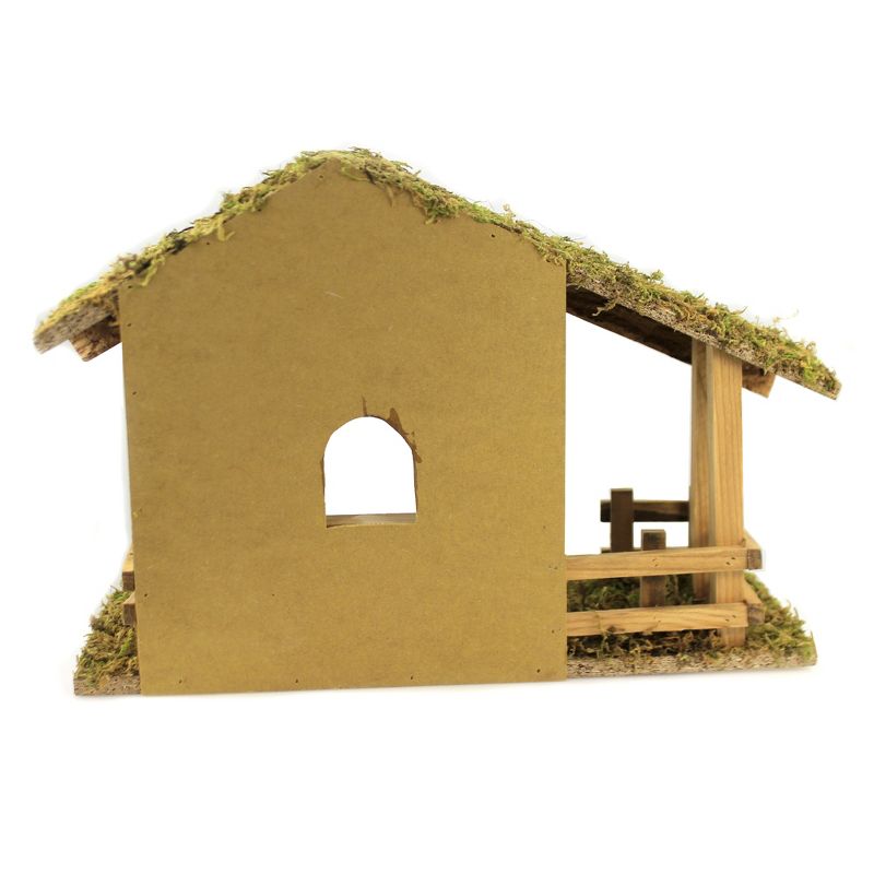 Christmas 10.25" Wooden Stable. Nativity Creche  -  Decorative Figurines